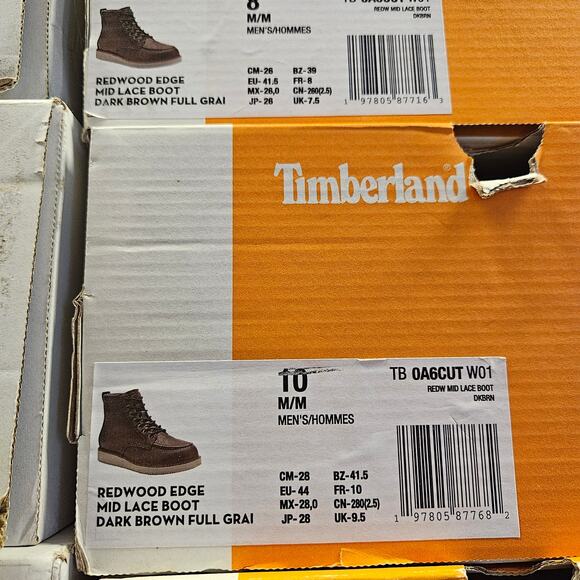 TIMBERLAND MEN\'S 10 REDWOOD EDGE ESSENTIAL MID BOOT DARK BROWN FULL GRAIN NIB main image 6